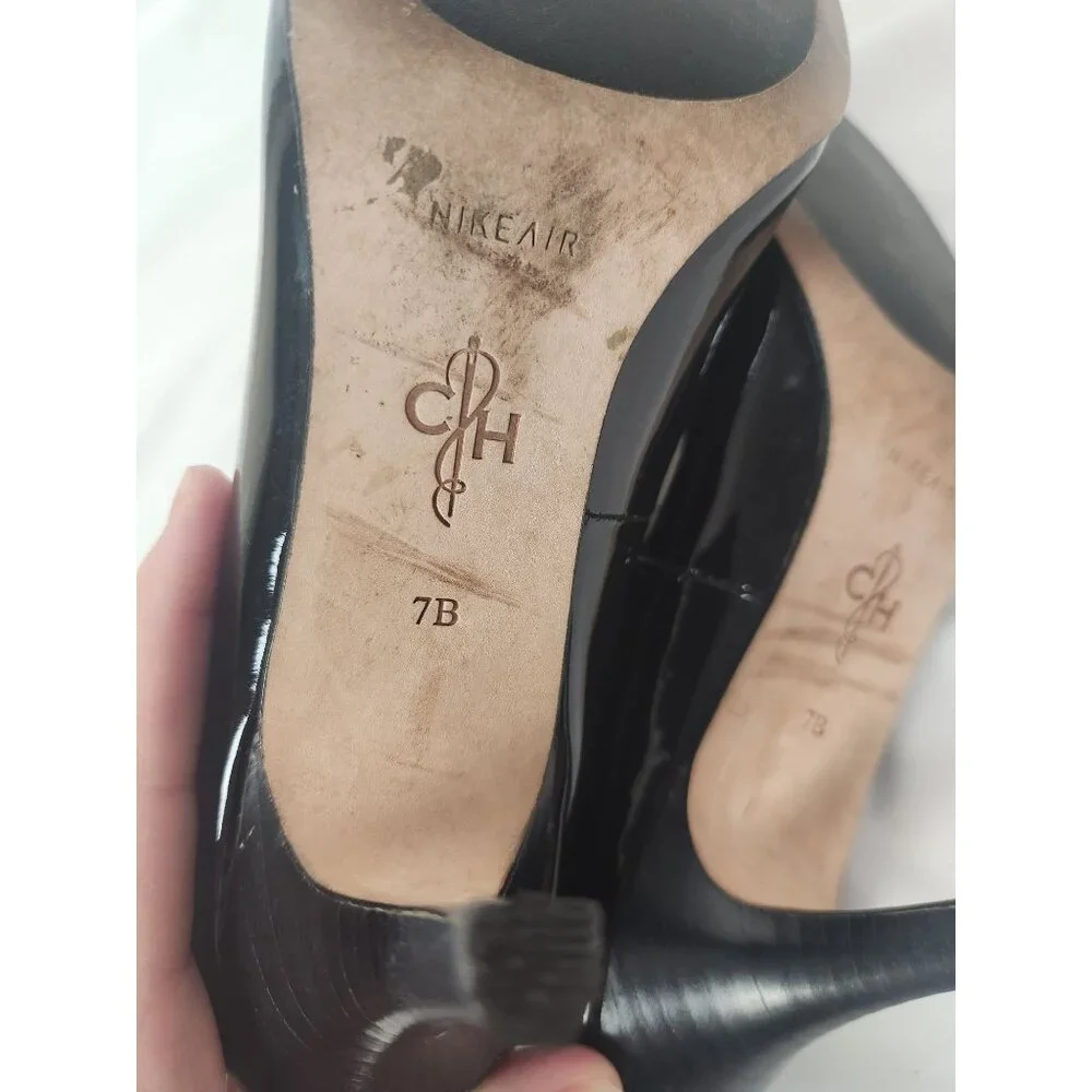 Cole Haan Women's Sz. 7B Black Patent Leather Round Toe Pumps - Picture 8 of 8